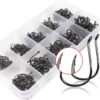 VIPMOON 500pcs Fishing Hooks High Carbon Steel with Plastic Box