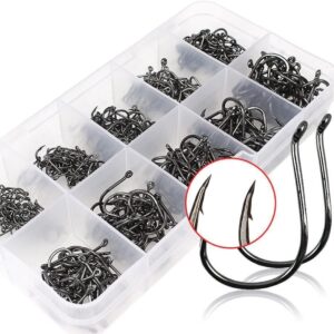 VIPMOON 500pcs Fishing Hooks High Carbon Steel with Plastic Box