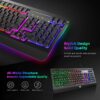 Gaming Keyboard UK, VicTsing Ultra-Slim All-Metal Frame USB Wired Keyboard with Comfortable Wrist Rest, Rainbow LED, 12 Multimedia Shortcut Keys, 19-Key Anti-Ghosting Easy Connect to Laptop, PC etc.