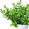 Maustic Artificial Plants Mini Plastic Eucalyptus Plants Fake Green Plant for Office Home Garden Decor Artificial Plants with flower pot