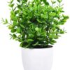 Maustic Artificial Plants Mini Plastic Eucalyptus Plants Fake Green Plant for Office Home Garden Decor Artificial Plants with flower pot