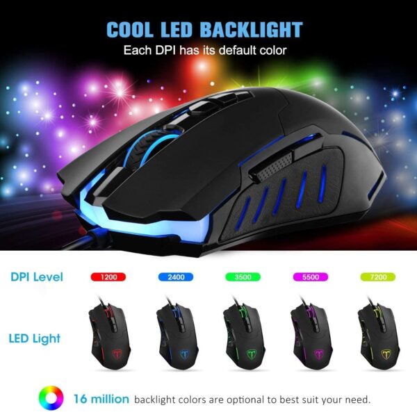Gaming Mouse【7200 DPI & 7 Programmable Buttons】VicTsing Professional Wired Mouse, Comfortable Full Size Mice with Software to Customize Color, DPI, Polling rate etc. - Plug & Play, Perfect Gaming