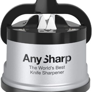 AnySharp Knife Sharpener with PowerGrip, Silver