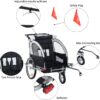 HOMCOM 2 in 1 Child Trailer Bicycle 2-seat Kids Carrier Baby Stroller Jogger Kit in Steel Frame with Hand Brake Multifunctional Black and White