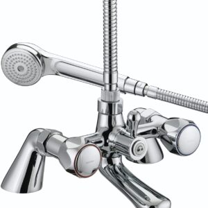 Bristan VAC PBSM C MT Club Pillar Bath Shower Mixer with Metal Heads - Chrome Plated