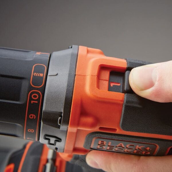 BLACK+DECKER 18 V Cordless 2-Gear Combi Drill with Kitbox and 1.5 Ah Lithium Ion Battery