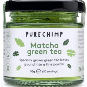 Matcha Green Tea Powder (Super Tea) 50g by PureChimp | Ceremonial Grade from Japan | Pesticide-Free | Recyclable Glass Jar & Aluminium Lid