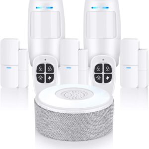 Thustar Security System, Wifi Alarm System 8 Piece kit with APP Push and Calling Alarms, No Monthly Fee, No Long-Term Contracts and Compatible for Home Office Work with Alexa and Google Home