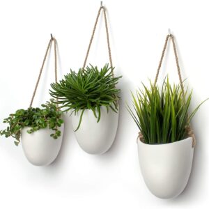 Kazai.® | Ceramic Hanging Planter Vase | Set of 3 | Matt White