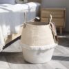 La Jolíe Muse Storage Basket Large, Cotton Rope Belly Basket, Woven Laundry Basket Blanket Organizer for Baby Kids Home Decor Gift 40 x 38 CM