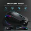 Wired Mouse, Jelly Comb Optical Gaming Mice with Silent Clicking and RGB Backlight for PC Computer Laptop, 1600 DPI, Black