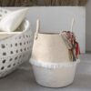 La Jolíe Muse Storage Basket Large, Cotton Rope Belly Basket, Woven Laundry Basket Blanket Organizer for Baby Kids Home Decor Gift 40 x 38 CM