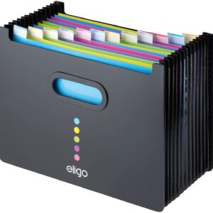 Snopake A4 Eligo Landscape Desk Expander/Organiser 13-Part – Black [Pack of 1] Ref: 15174