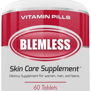 Blemless Clear Skin Supplements Pill UK- Best Tablets for Oily Skin and a Glowing Complexion | Vitamin Pills for Women & Men That May Help Some Spots & Blemishes 60CT