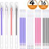 Heat Erasable Fabric Marking Pens with 16 Refills for Tailors Sewing, and Quilting Dressmaking, 4 Colors Heat Erasable Pens for Various Colors of Fabrics (16)