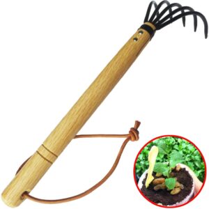 Hand Rake,Portable Digging Tool Mini Steel Rake For Garden Transplanting Tool