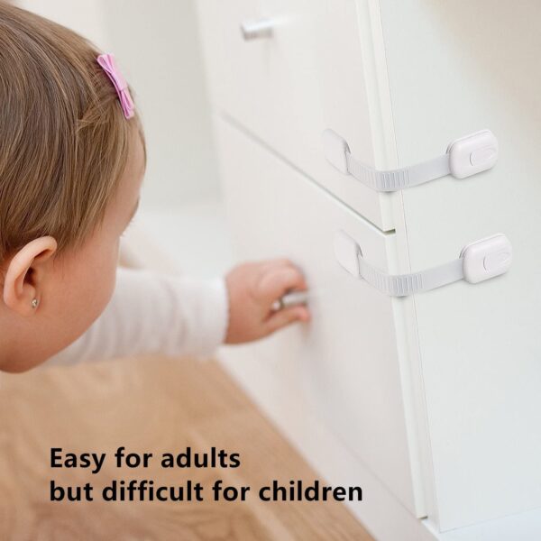 LifenC Adjustable Child Safety Locks, Baby Proof Your Cabinets with No Trapped Fingers, Easy Install, No Tools Needed - 8 Pack