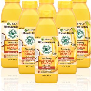 Garnier Ultimate Blends Banana Shampoo For Dry Hair | Banana Hair Food Shampoo by Garnier Ultimate Blends | 98 Percent Natural Origin Ingredients | 350 ml Pack of 6