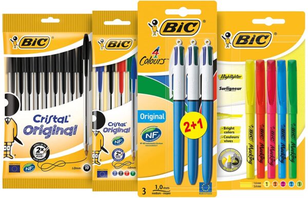 BIC Student Ballpoint Pens, Highlighters and 4 Colour Pens