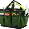 Housolution Gardening Tote Bag, Deluxe Garden Tool Storage Bag and Home Organizer with Pockets, Wear-Resistant & Reusable, 14 Inch, Dark Green
