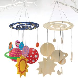 Baker Ross Make Your Own Wooden Solar System mobile (Pack of 2) For Arts & Crafts, Science Projects