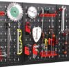 FIXKIT Metal Peg Boards with 17 Hook Set, 120 x 60 x 2cm Pegboard, Mounting Tool Organiser for Shed Garage Workshop