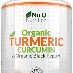 Turmeric Curcumin Organic High Strength 600mg, 365 Capsules with Organic Black Pepper | Suitable for Vegetarians & Vegans | Soil Association Certified, Made in The UK by Nu U Nutrition