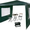 Relaxdays Gazebo 3x3 m, 2 Side Walls, Metal Frame, PE Cover, Window, Enclosed Festival Party Tent Event Shelter, Green, 300x300x250 cm