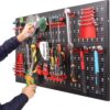 FIXKIT Metal Peg Boards with 17 Hook Set, 120 x 60 x 2cm Pegboard, Mounting Tool Organiser for Shed Garage Workshop