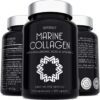 Marine Collagen Supplement 2400mg - 120 Capsules with Hyaluronic Acid and Vitamin C - Premium Type 1 Hydrolysed Collagen Tablets for Women and Men - High Strength Complex for Skin Bones Joints