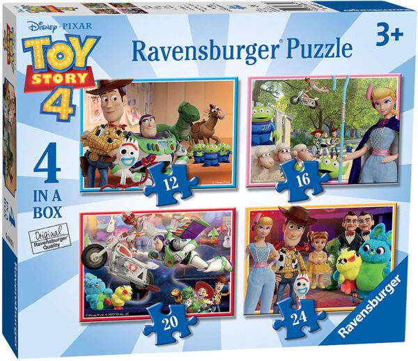 Ravensburger Disney Toy Story 4, 4 in Box (12, 16, 20, 24 piece) Jigsaw Puzzles for Kids age 3 years and up