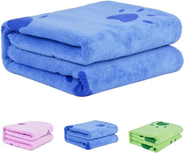 Dog Towel, Legendog Microfiber Quick Drying Dog Bath Towel Dog Beach Towel Dog Absorbent Towel for Dog Cats -Suitable for Small and Medium Dogs-Blue 27.55''*55.11"